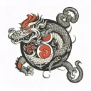 monkey dragon yin yang tattoo design idea