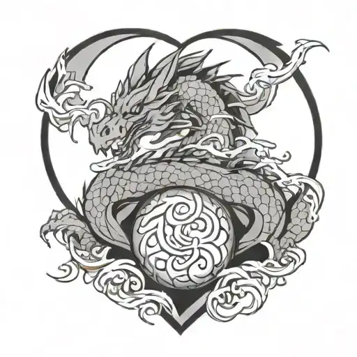 dragon Bao heart tattoo design idea