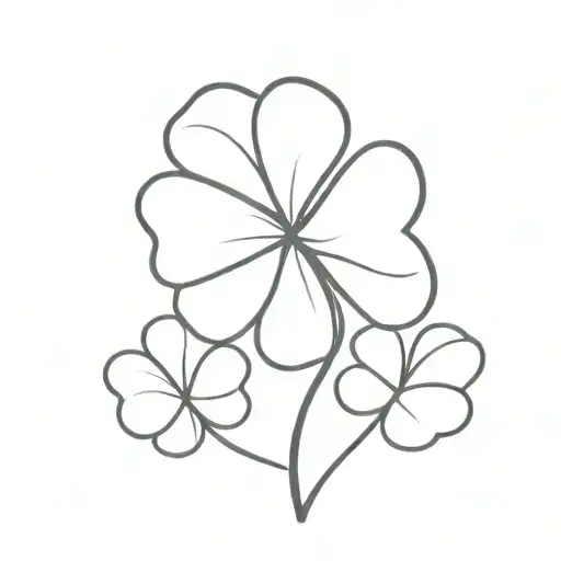 shamrock with 4 leaves black ink  tattoo design idea