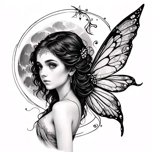 Moon Fairy tattoo design idea