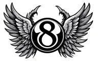 number 8 and wings with circle tattoo design idea