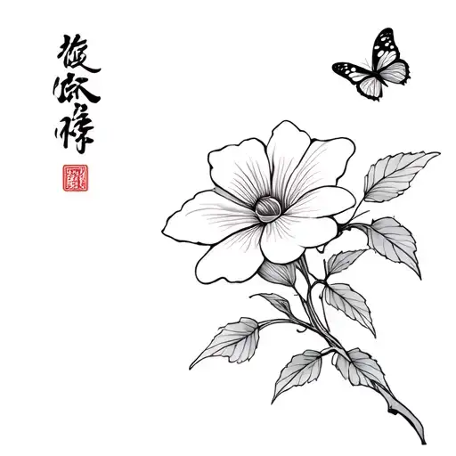 Tora no maki karate shotokan, cherry flower with butterfly tattoo design idea