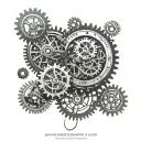 Quantum mechanics equations intertwined with clock gears tattoo design idea