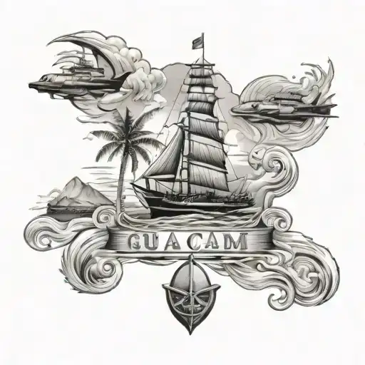 Guam beach ocean military tattoo design idea