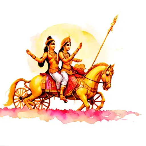 lord krishna riding Mahabharat Chariot of arjuna tattoo design idea