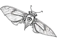 moth sword third eye tattoo design idea