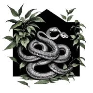 pharmacy with plants and snakes intertwined tattoo design idea