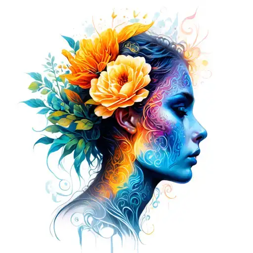 duality full sleeve tattoo design idea