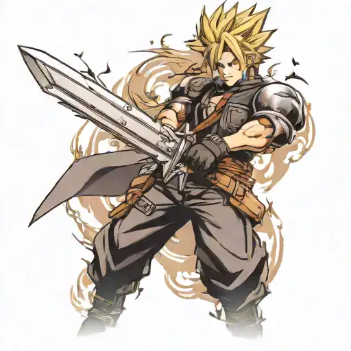 Cloud Strife da Final Fantasy 7 tattoo design idea