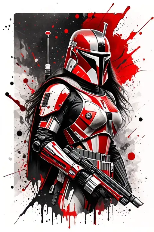 FEMALE mandalorian star wars tattoo design idea