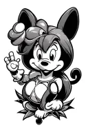 Can you design a tattoo that is black and grey and features 90s cartoons and disney characters. I would like it to be on tattoo design idea