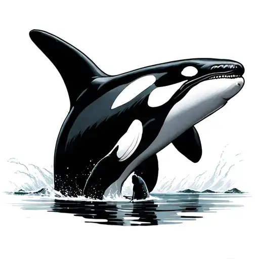 Haida orca mother and son playing tattoo design idea