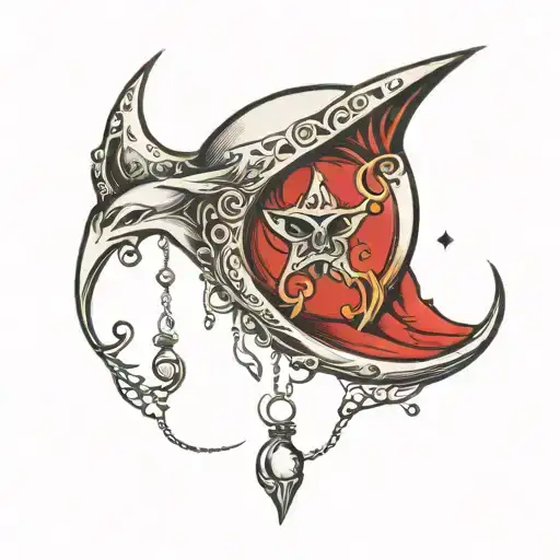 crescent moon crying blood tattoo design idea