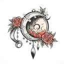 crescent moon crying blood tattoo design idea