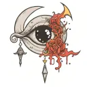 crescent moon crying blood tattoo design idea