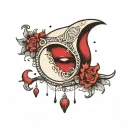 crescent moon crying blood tattoo design idea