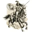 western Indian man riding horse tattoo design idea