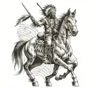 western Indian man riding horse tattoo design idea