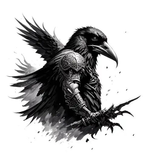 sandman with his helmet, a raven, dark souls bonefire  tattoo design idea