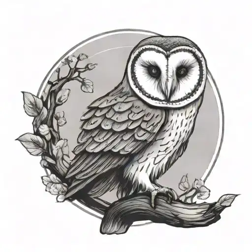 Barn Owl in silhouette and for stamp tattoo design idea