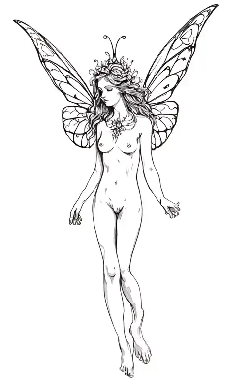 naked fairy tattoo design idea