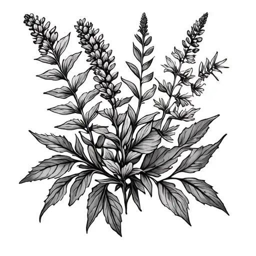 hyssop and mustard at mountain base tattoo design idea