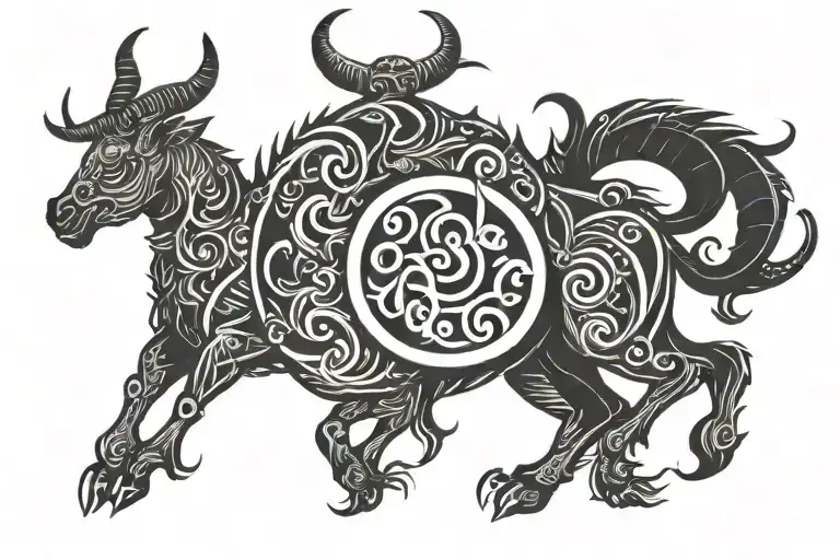 Capricorn symbol integrated tattoo design idea