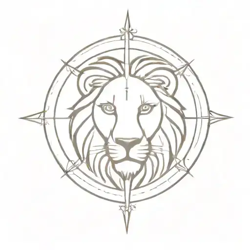 Half of the compass should be a lion's head tattoo design idea
