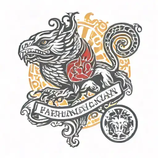 The combination of Farhangian University and Political Studies Association logo tattoo design idea