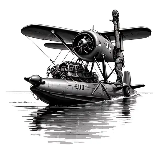aircraft mechanic working on a de Havilland beaver float planes engine on lake in the north tattoo design idea