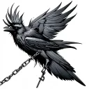 The crows feather is broken then turns into more cross that have chains on it  tattoo design idea