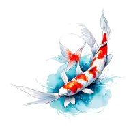 2 koi fish swimming tattoo design idea
