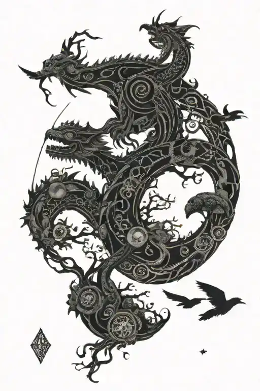 eyeball,,dragon coil,roses,big tree of life,waterfall,moon,whale,nasty,crow, snakes,earth,mushrooms,marijuana leaf tattoo design idea