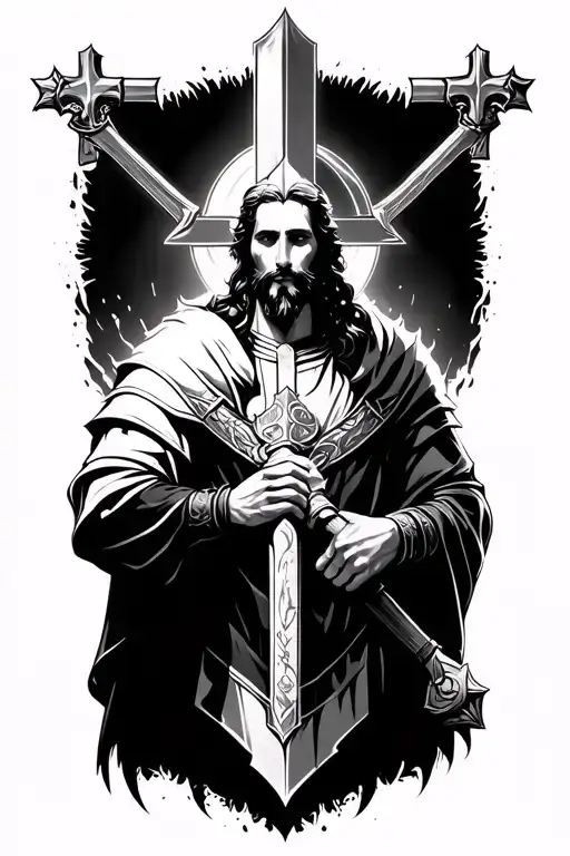 christian warrior tattoo design idea