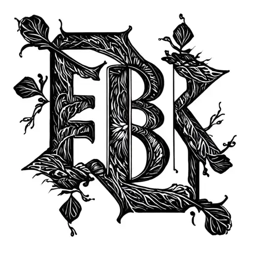 "EBK" black ink letters tattoo design idea