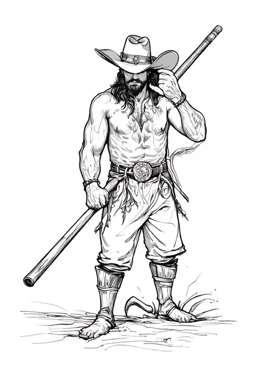 pool stick western tattoo design idea