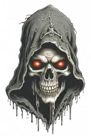 hooded skull tattoo design idea