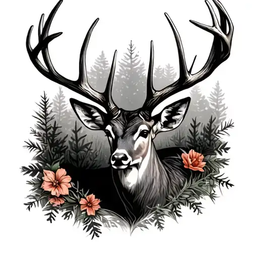 deer antlers tattoo design idea