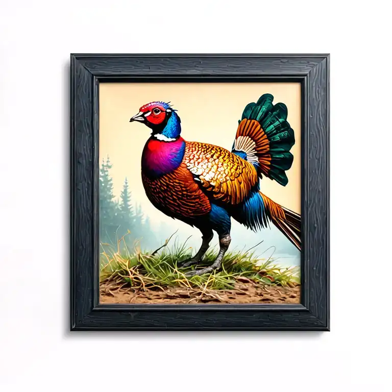 dog hunting pheasants tattoo design idea