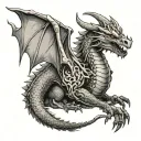 Knight's Hand dragon tattoo design idea