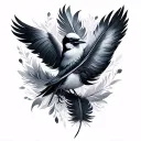 feather and birds tattoo design idea