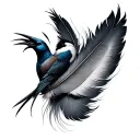 feather and birds tattoo design idea