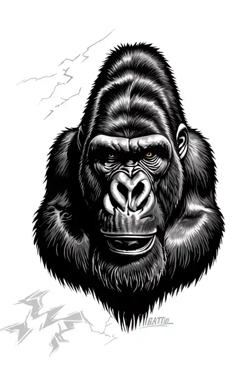 leg sleve that involves lightning, silverback gorilla, texas ranger, fayetteville arkansas, dallas tattoo design idea