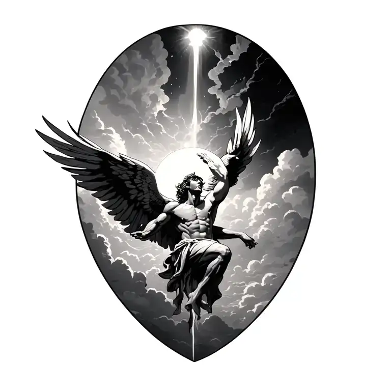 Icarus falling from the sky tattoo design idea