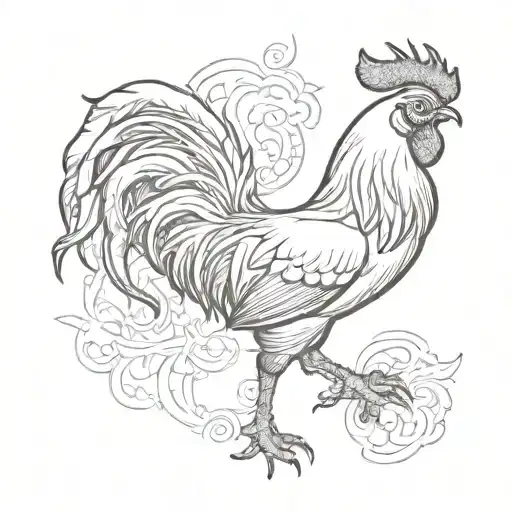black rooster tattoo design idea