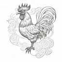 black rooster tattoo design idea