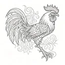 black rooster tattoo design idea
