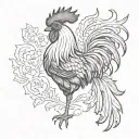 black rooster tattoo design idea