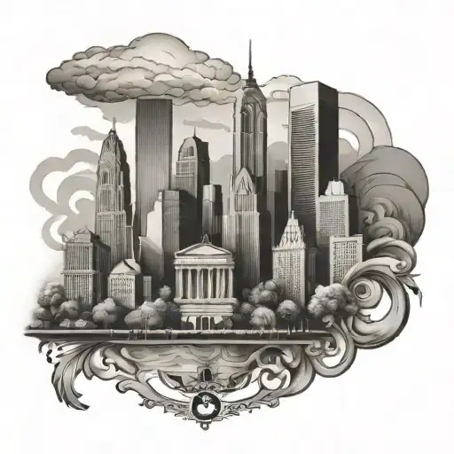 Philly Skyline buildings tattoo design idea