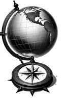 globe inside compass design tattoo design idea